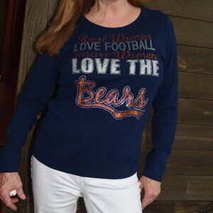 Bears Real Women Love Football rhinestone navy RN long sleeve shirt XS S M L XL…